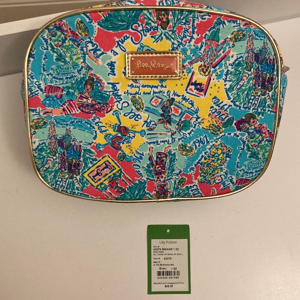 Lilly Pulitzer All Done Up Makeup Bag Large Multi In The Beginning New